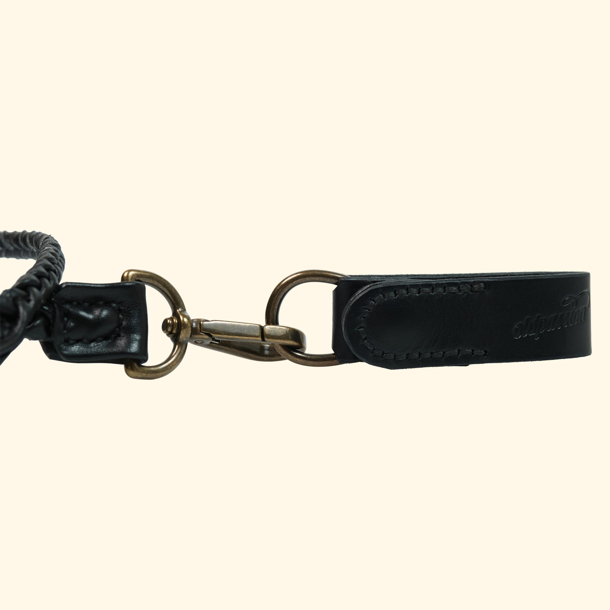 Braided-Leather-Lanyard-Geflochtenes-Schluesselband-aus-Echtleder-black-antique-mit-clip-detail