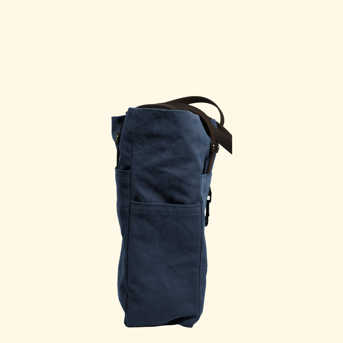 Canvas Tote Bag No.1, marine, Seitenansicht mit Aussentasche