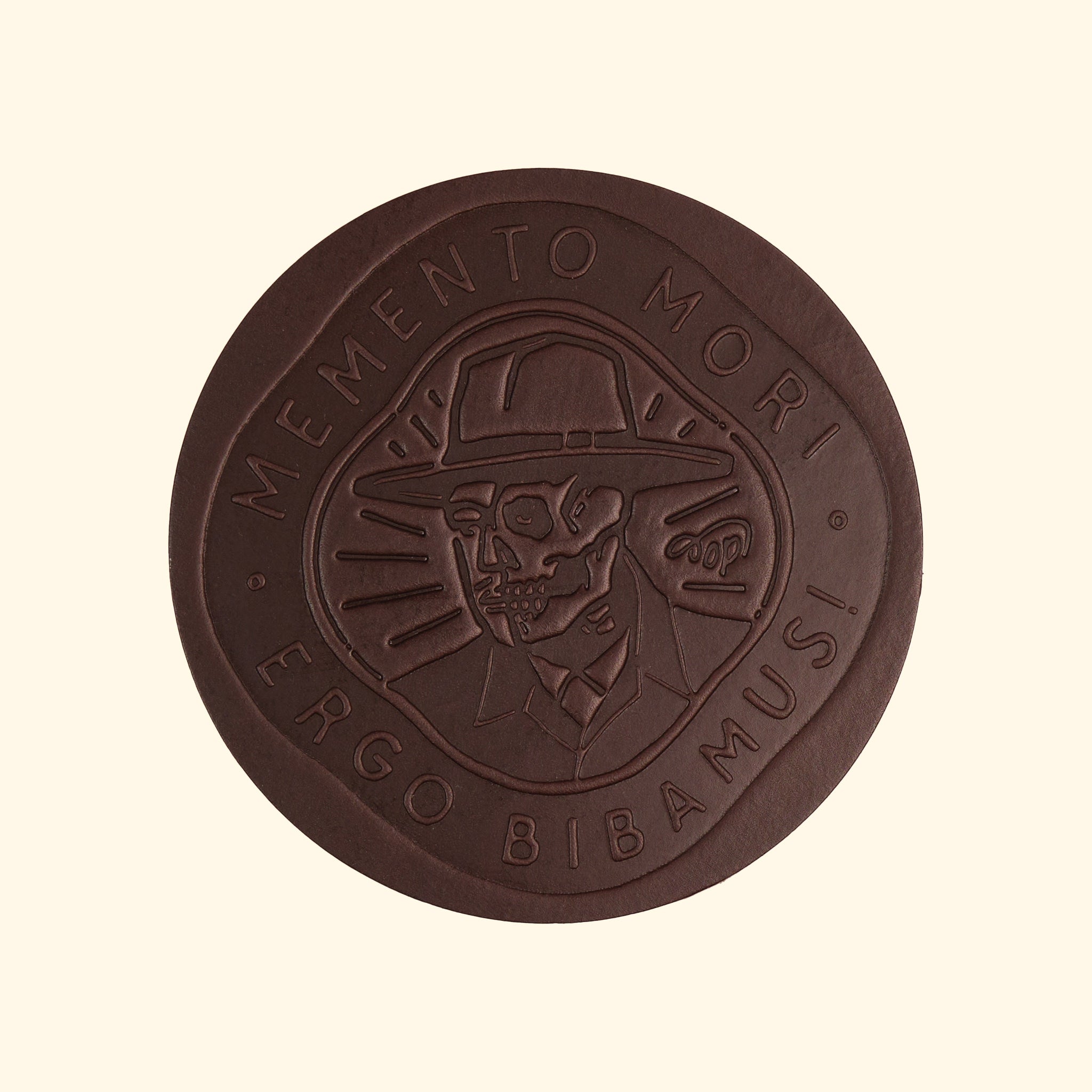 Leather Coaster MEMENTO MORI, Dunkelbraun