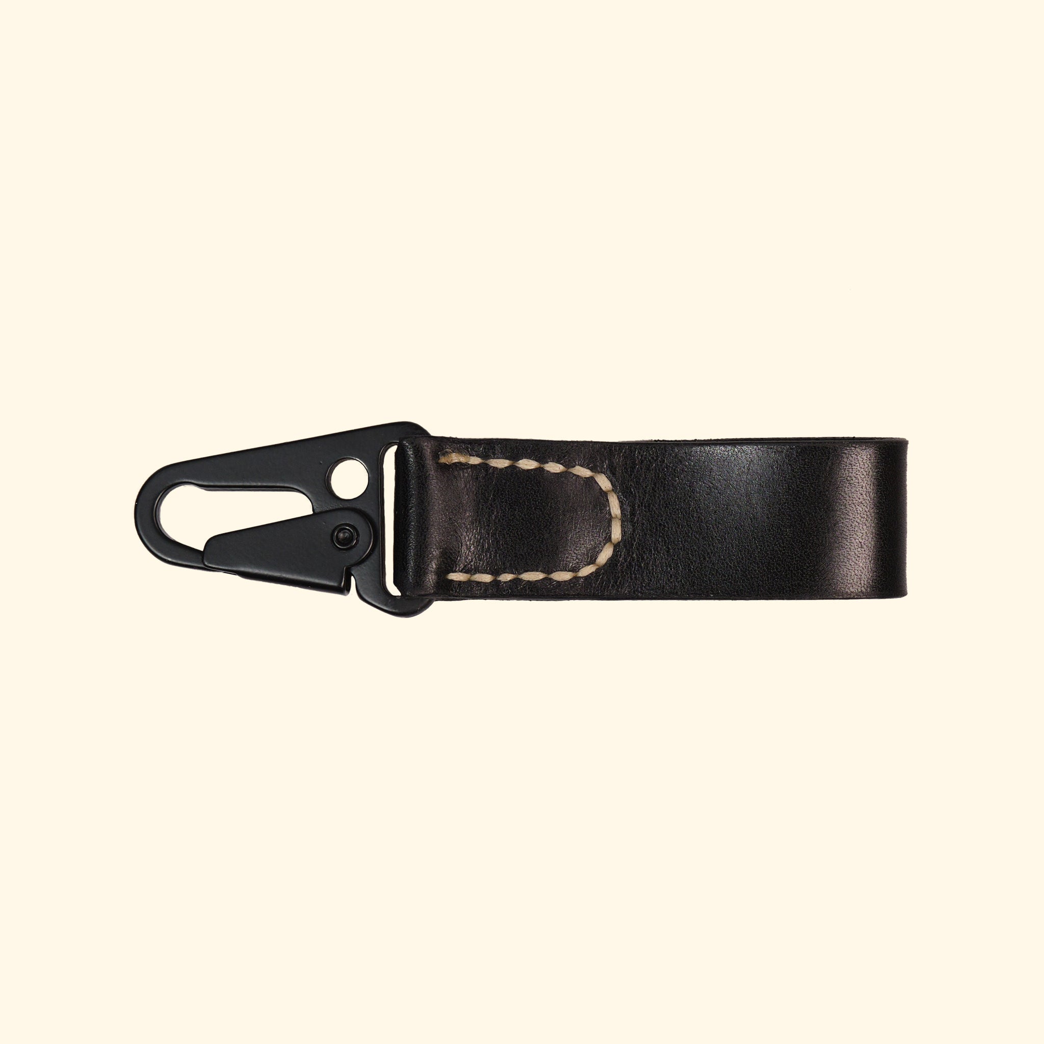 Leather Key Clip, Schwarz, Rückseite
