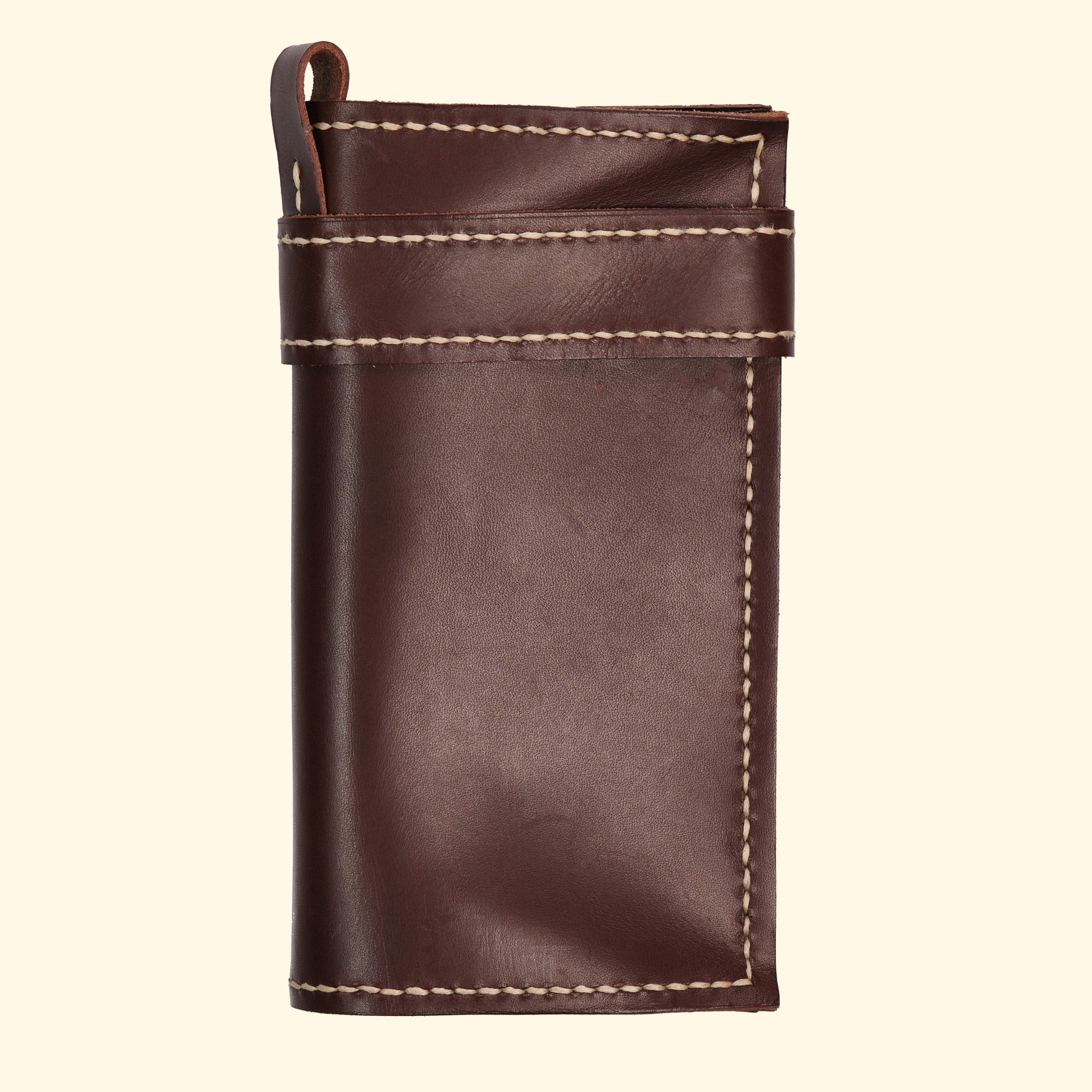 Long Wallet Leder-Portemonnaie in Dunkelbraun, Rückseite – oldpassion