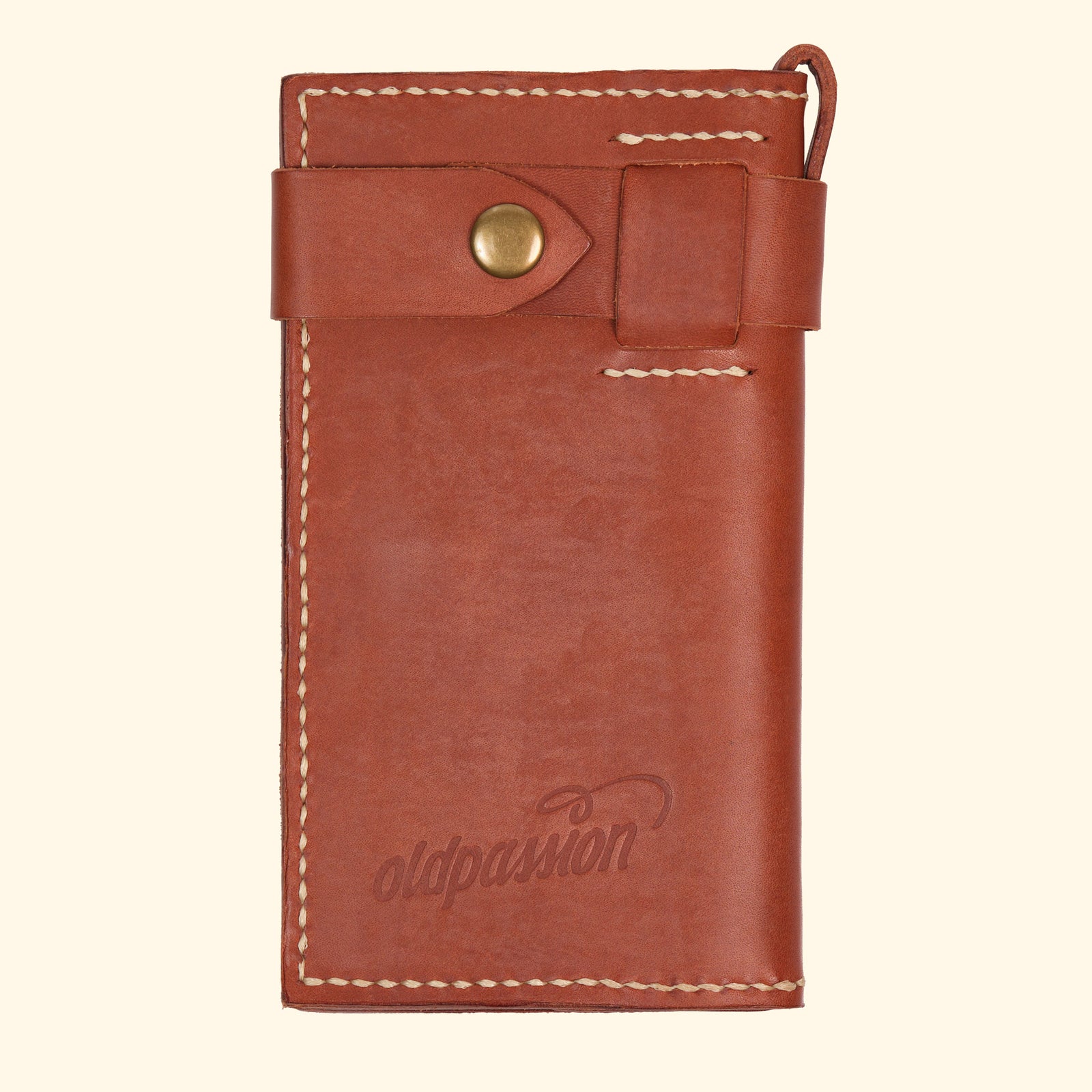 Long-Wallet-Maximum-Style-hangefertigtes-Leder-Portemonnaie-hellbraun-vorderseite-oldpassion-from-prison-with-love