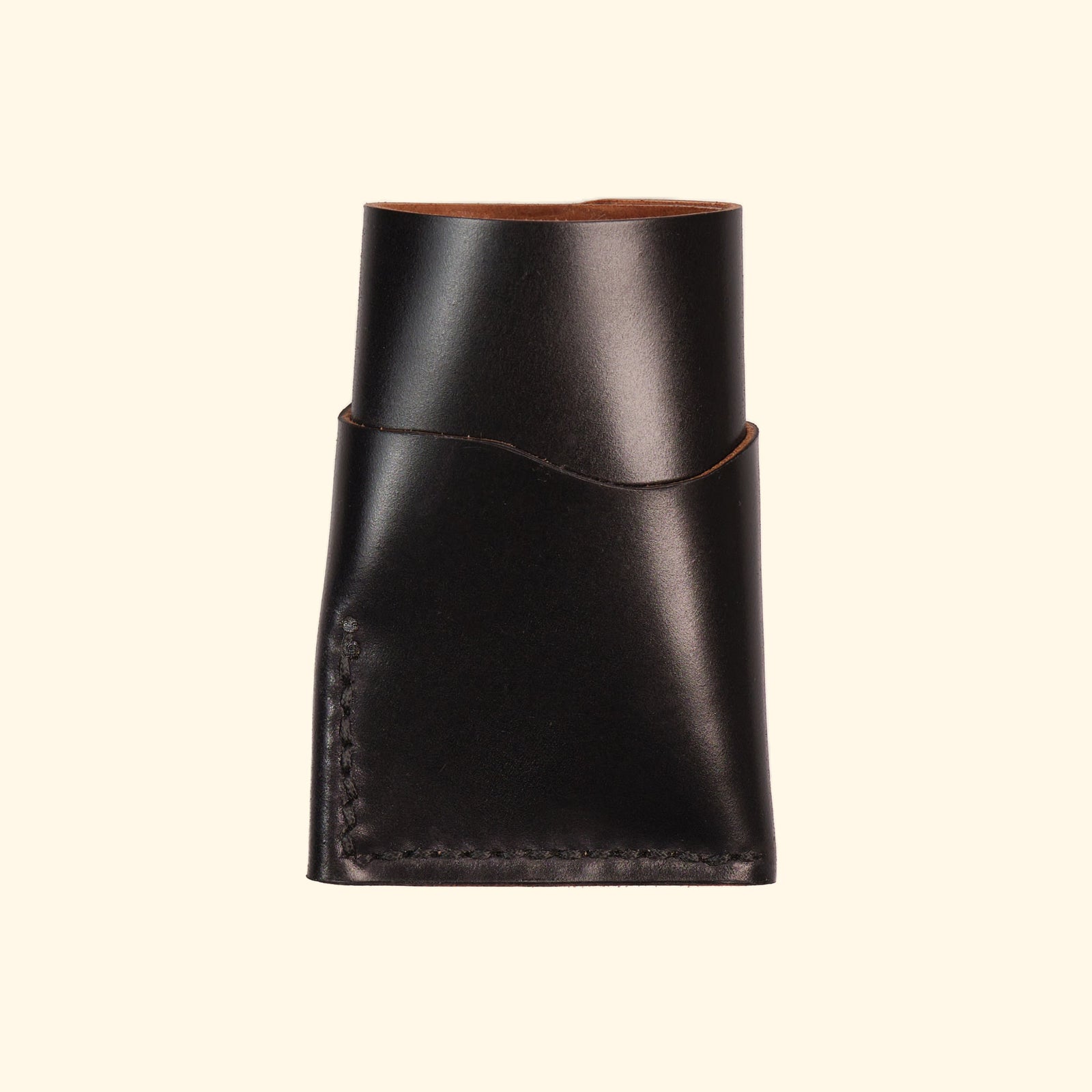 Shell Cordovan-Black-Leder-burrito-minimalistisches-Kartenhalter-Portemonnaie-Rückseite-oldpassion-from-prison-with-love
