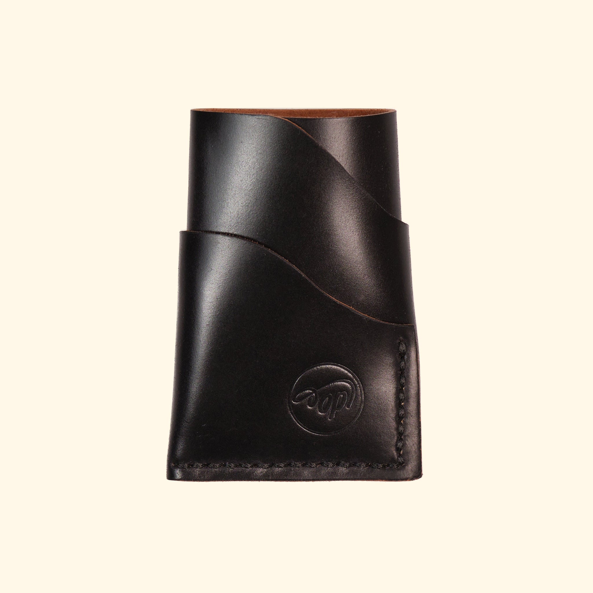 Shell Cordovan-Black-Leder-burrito-minimalistisches-Kartenhalter-Portemonnaie-Verderseite-oldpassion-from-prison-with-love