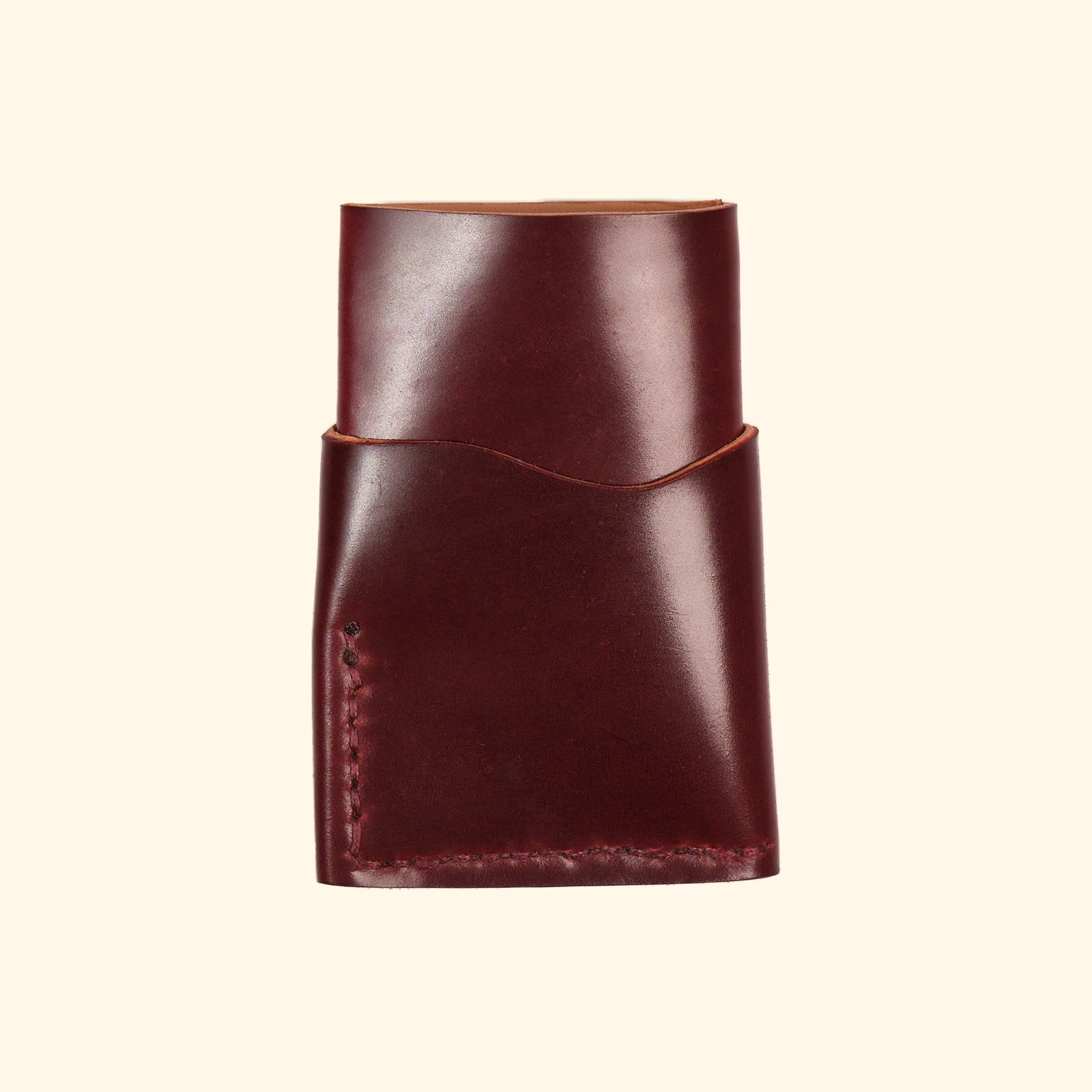 Shell Cordovan-Burgundy-Leder-burrito-minimalistisches-Kartenhalter-Portemonnaie-Rückseite-oldpassion-from-prison-with-love