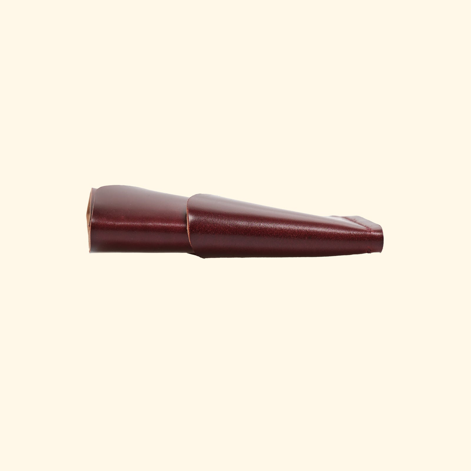 Shell Cordovan-Burgundy-Leder-burrito-minimalistisches-Kartenhalter-Portemonnaie-seitenansicht-oldpassion-from-prison-with-love