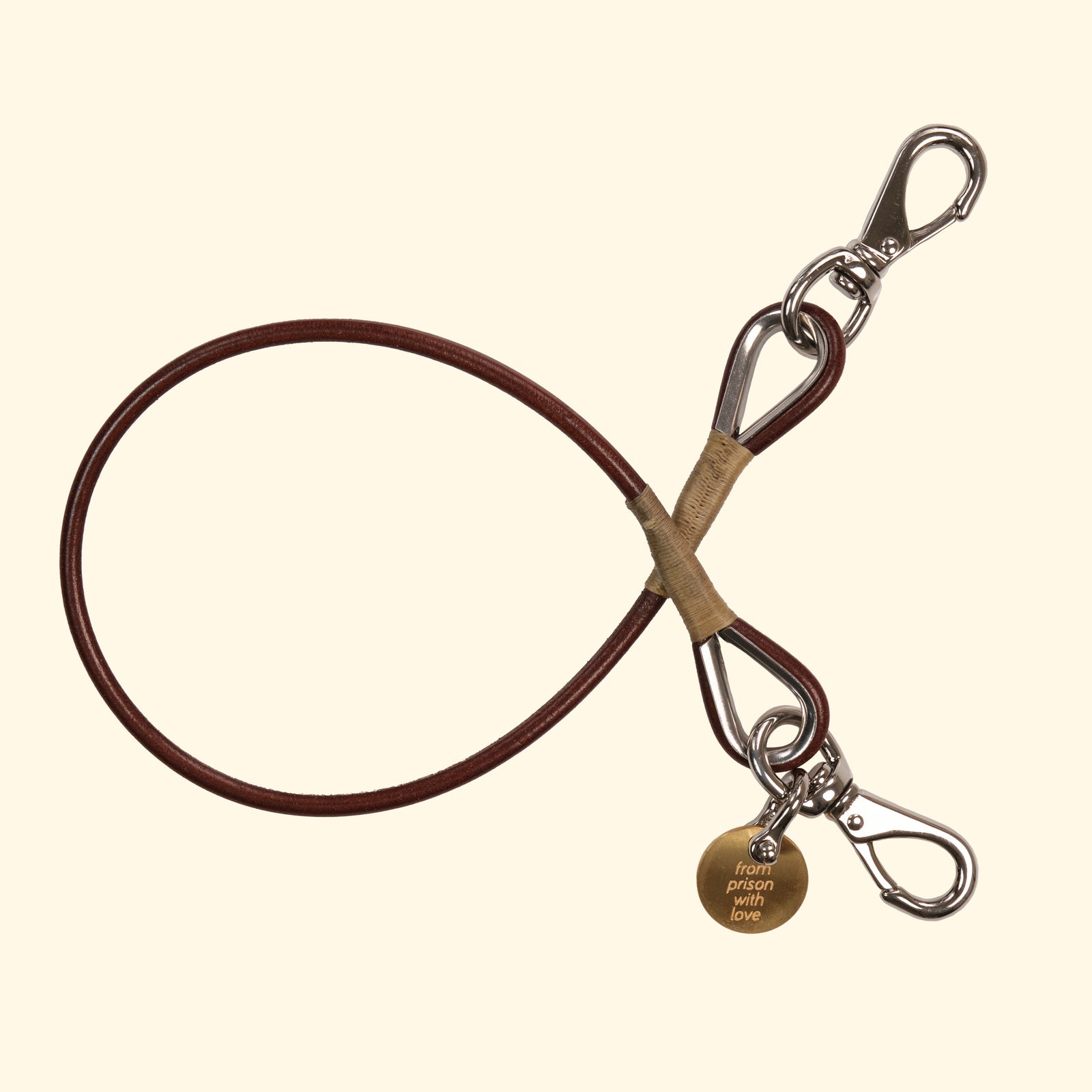 Wallet-Lanyard-Round-Portemonnaie-Leder-Lanyard-Schlüsselband-dunkelbraun-silber-creme-oldpassion-from-prison-with-love