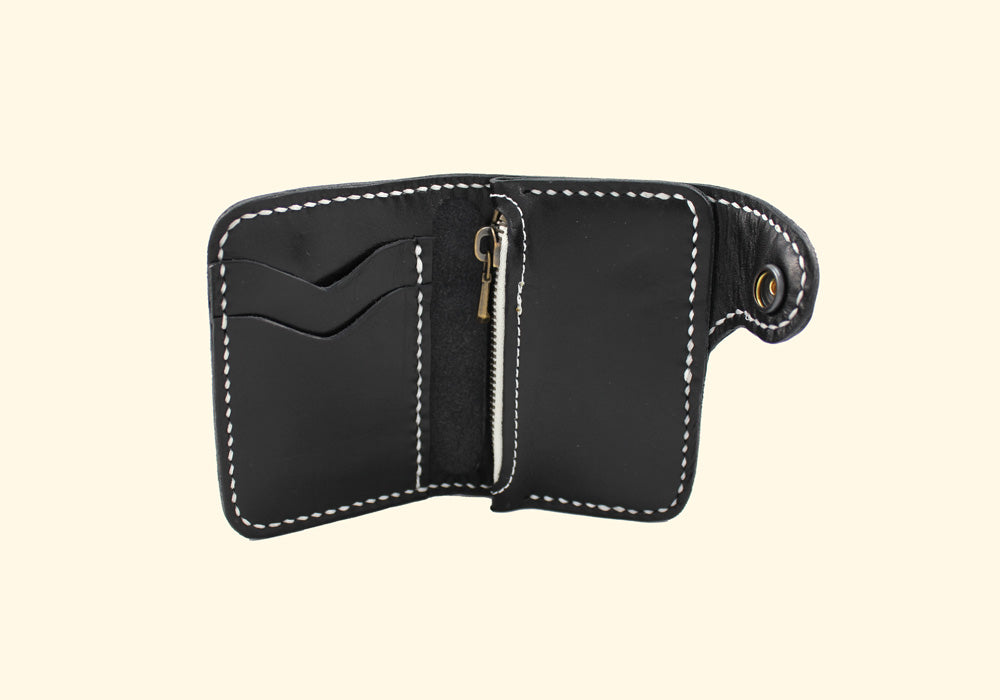 Snap Wallet • schwarz • robustes Leder Portemonnaie • oldpassion - from prison with love