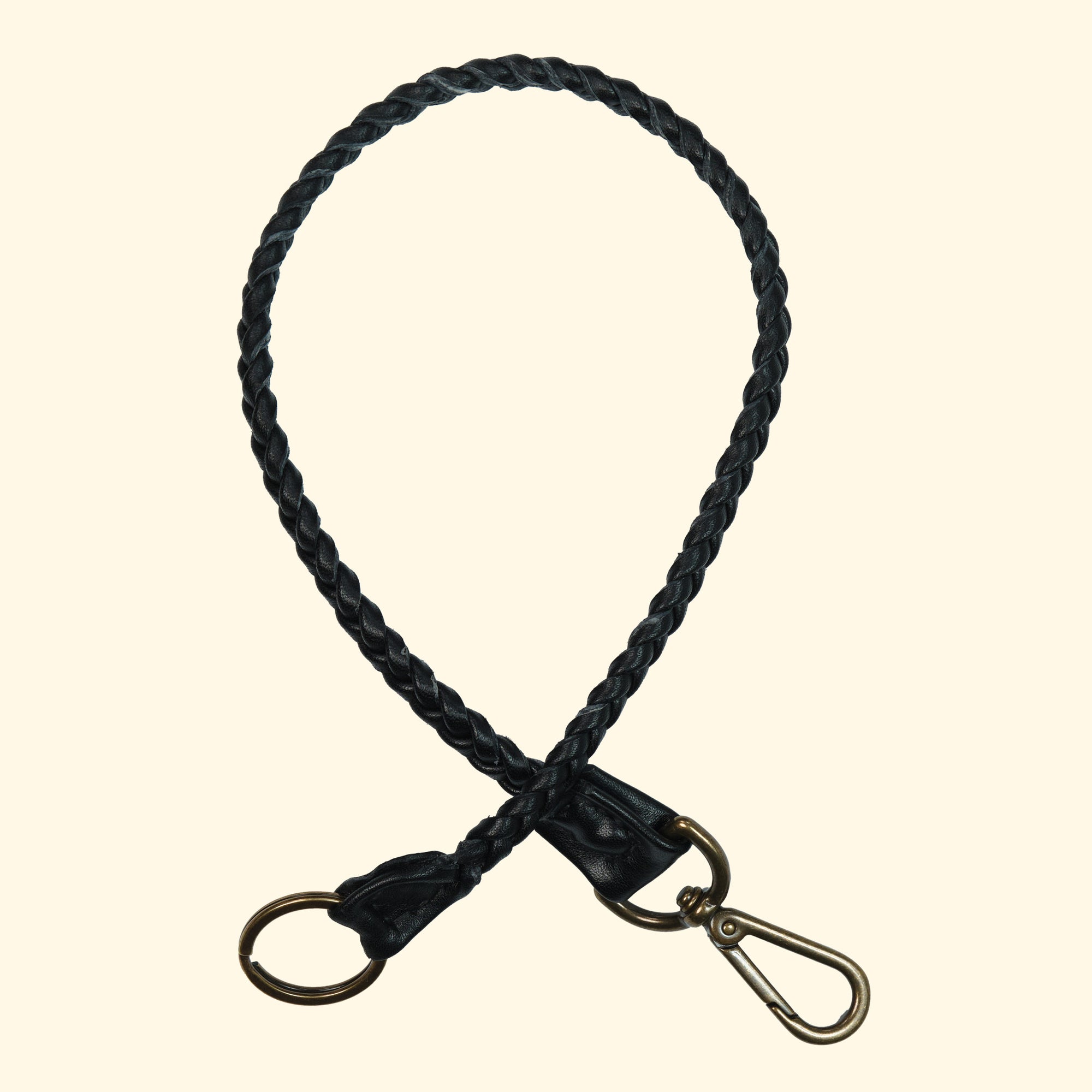Braided-Leather-Lanyard-Geflochtenes-Schluesselband-aus-Echtleder-black-antique-ohne-clip