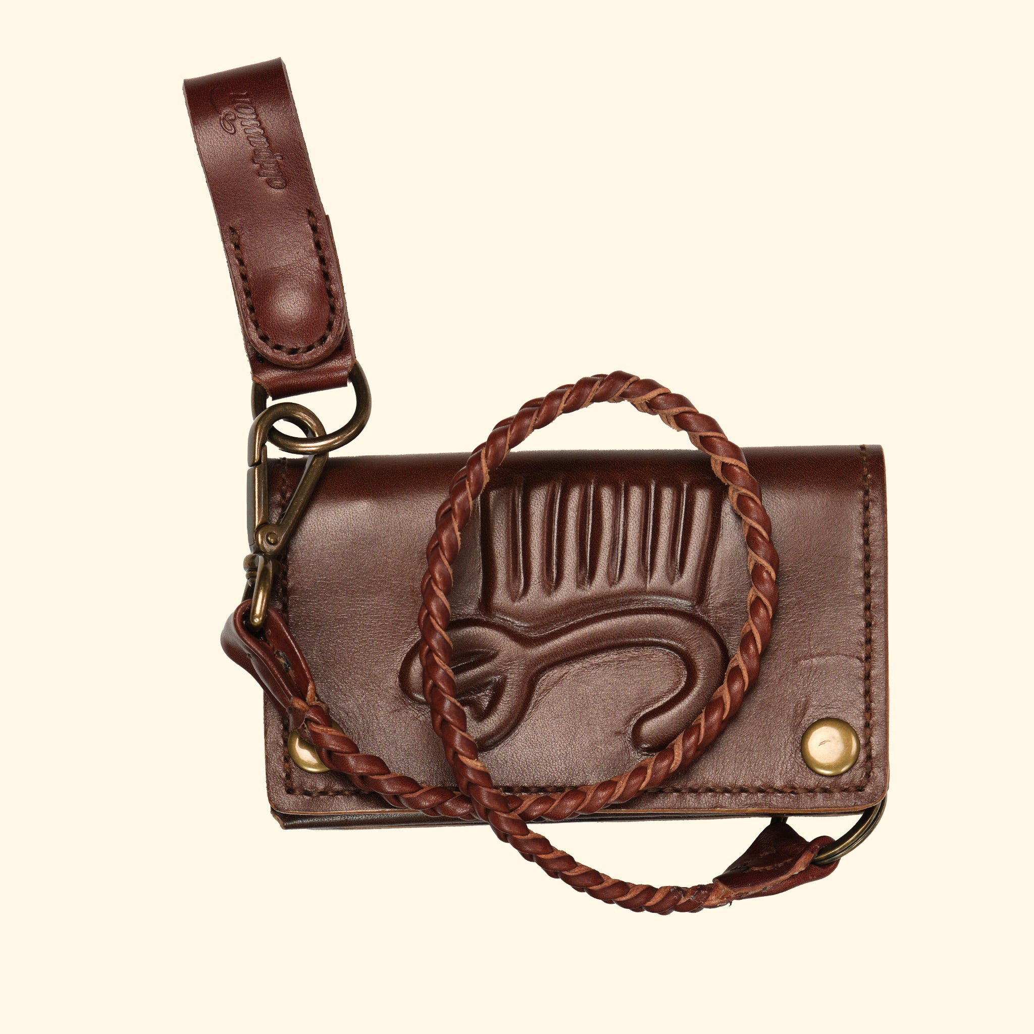 Braided Leather Lanyard, Dunkelbraun