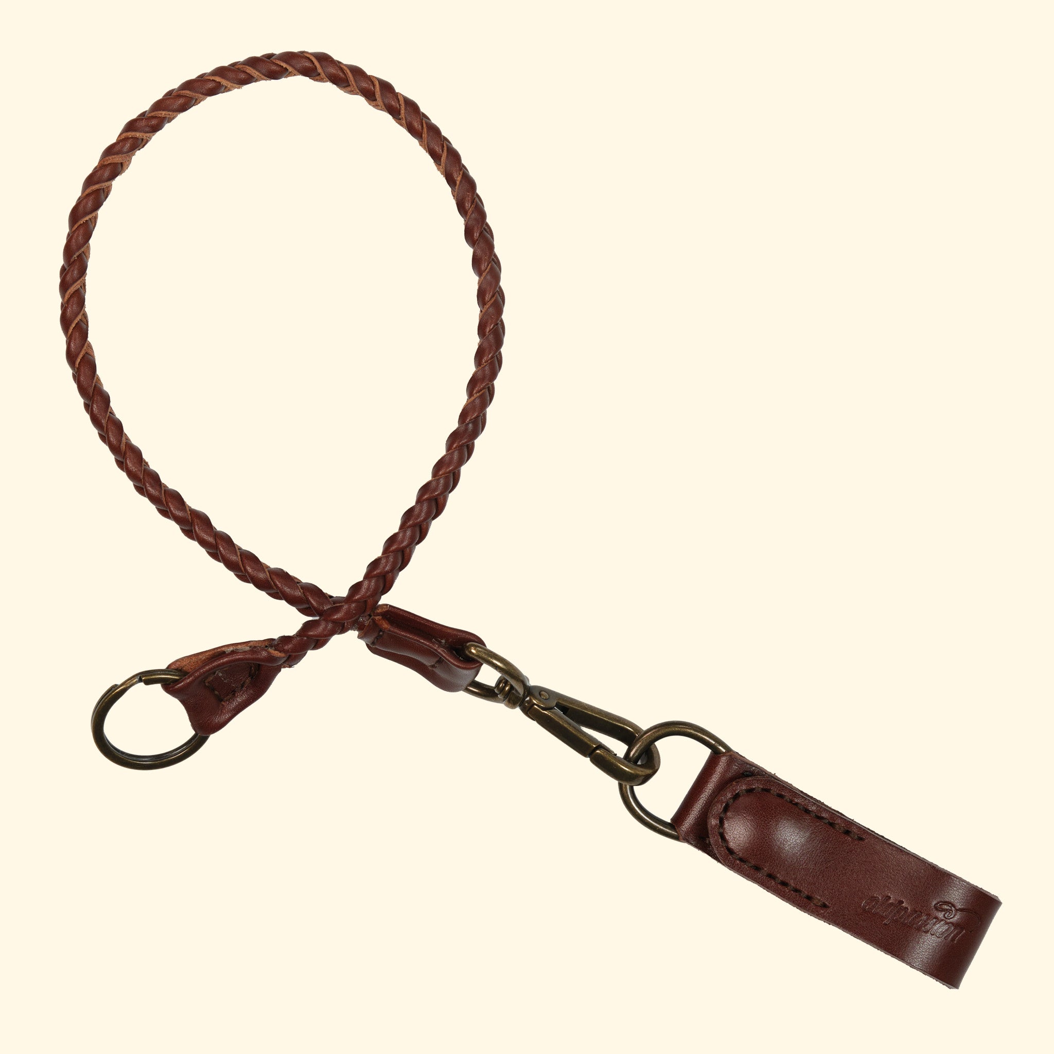 Braided Leather Lanyard, Dunkelbraun