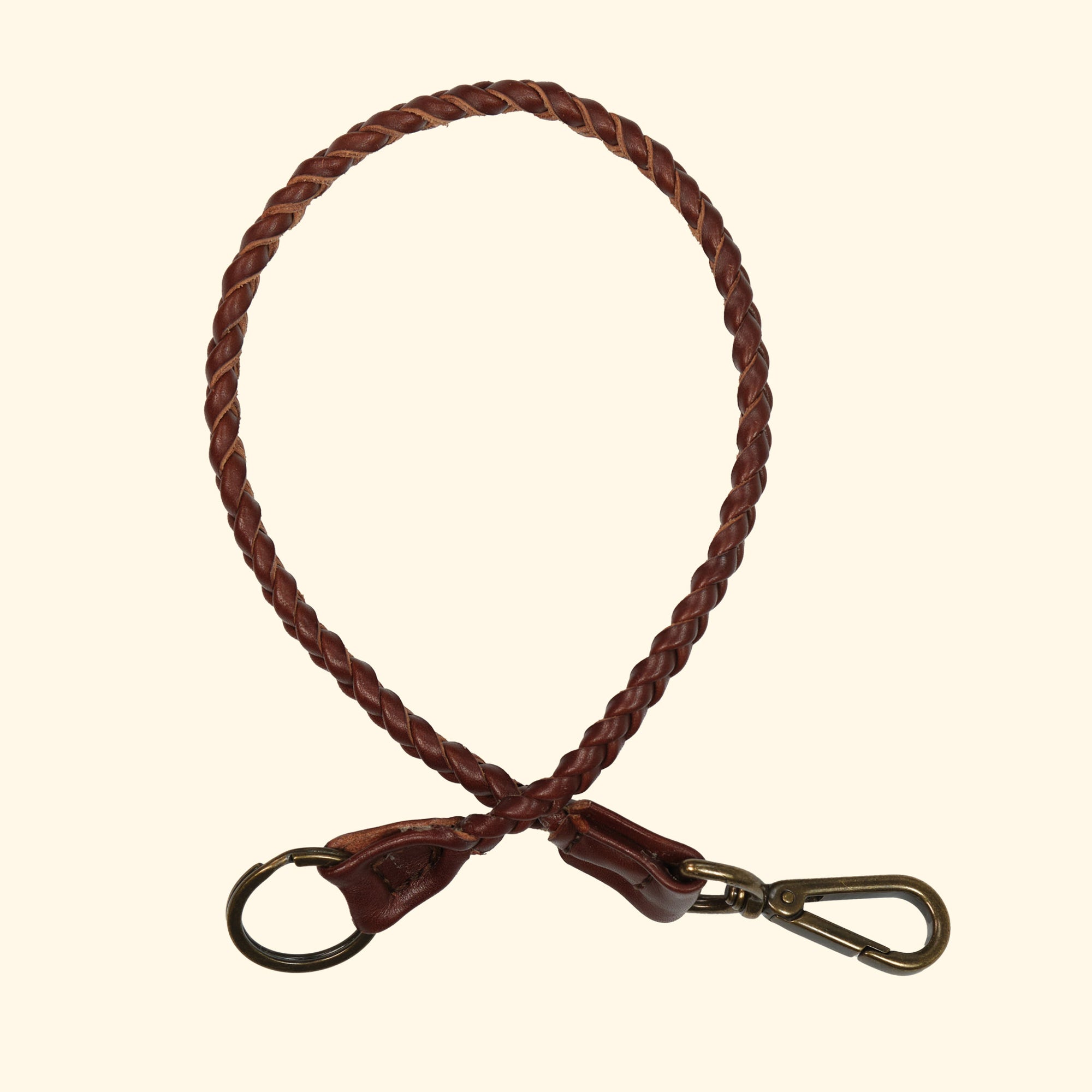 Braided-Leather-Lanyard-Geflochtenes-Schluesselband-aus-Echtleder-brown-antique-ohne-clip