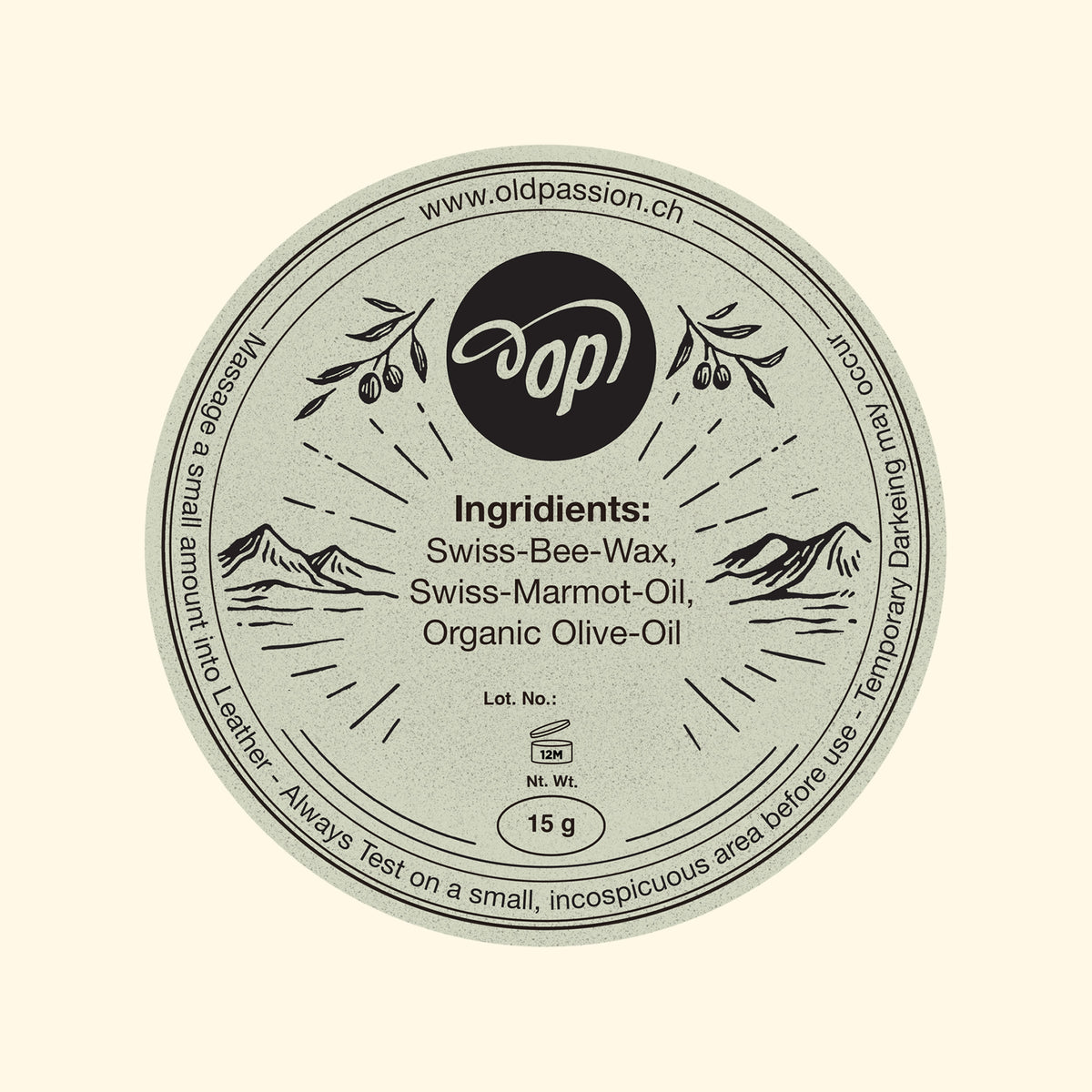 Marbee-All-Natural-Leather-Balm-Lederpflegemittel-oldpassion-hochwertige-lederpflege-aus-der-schweiz-100%-natürliche-zutaten-olivenoel-schweizer-bienenwachs-murmeltieroel-inhalt-15-gram-rueckseite