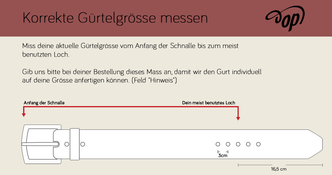 oldpassion ledergurt / belt sizer. korrekte Guertelgroesse messen. Handgefertigter Ledergurt auf Mass.