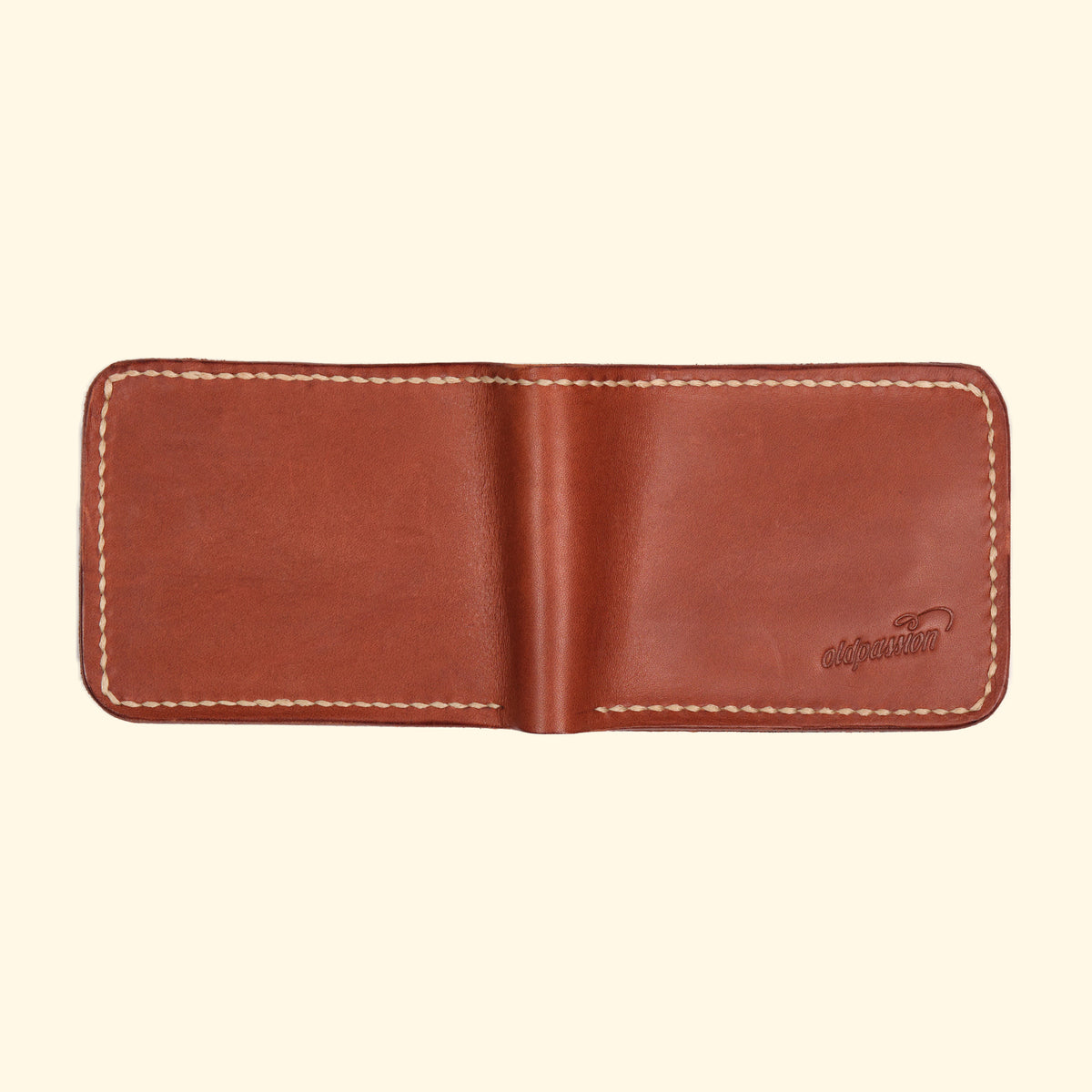 Bifold-Wallet-Leder-Portemonnaie-handgemacht-hellbraun-oldpassion-from-prison-with-love-rueckseite-geoeffnet