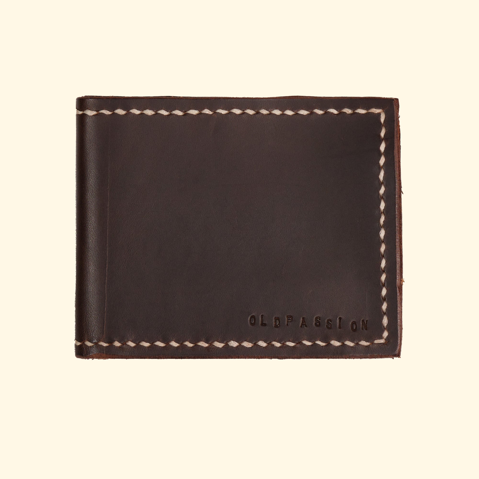 Bifold-Wallet-Limited-Edition-Leder-Portemonnaie-handgemacht-dunkelbraun-oldpasion-from-prison-with-love-vorderseite