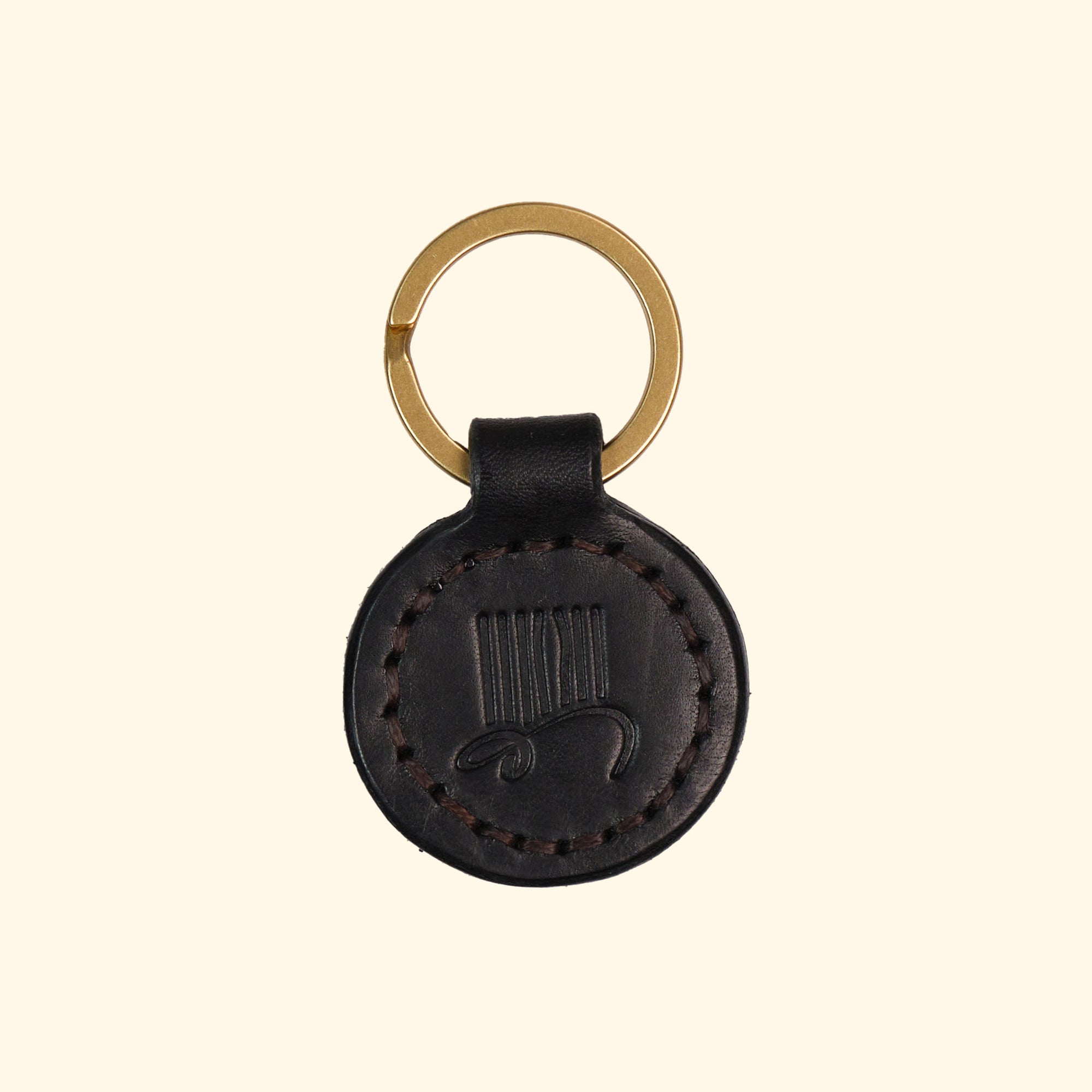 Keychain-Token-Runder-Schlüsselanhänger-aus-echtem-Leder-schwarz-brass-ring-rueckseite-oldpassion-from-prison-with-love