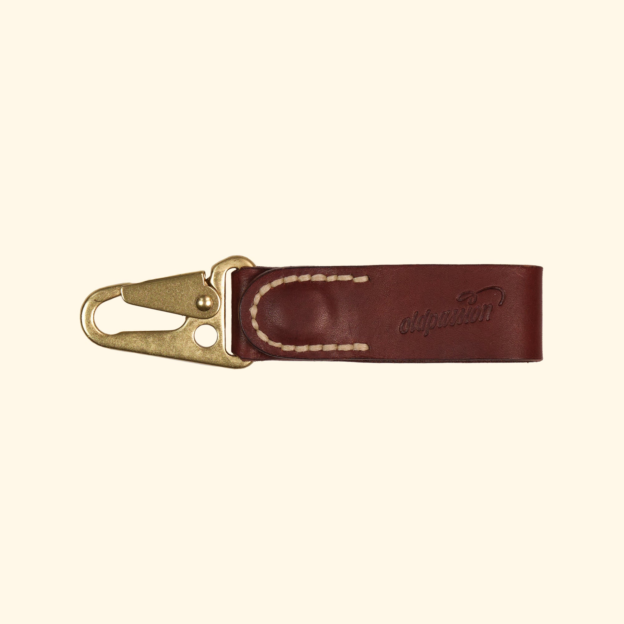 Leather-Key-Clip-aussergewöhnlicher-Schlüsselanhänger-aus-Echtleder-braun-gold-clip-vorderseite-oldpassion-from-prison-with-love