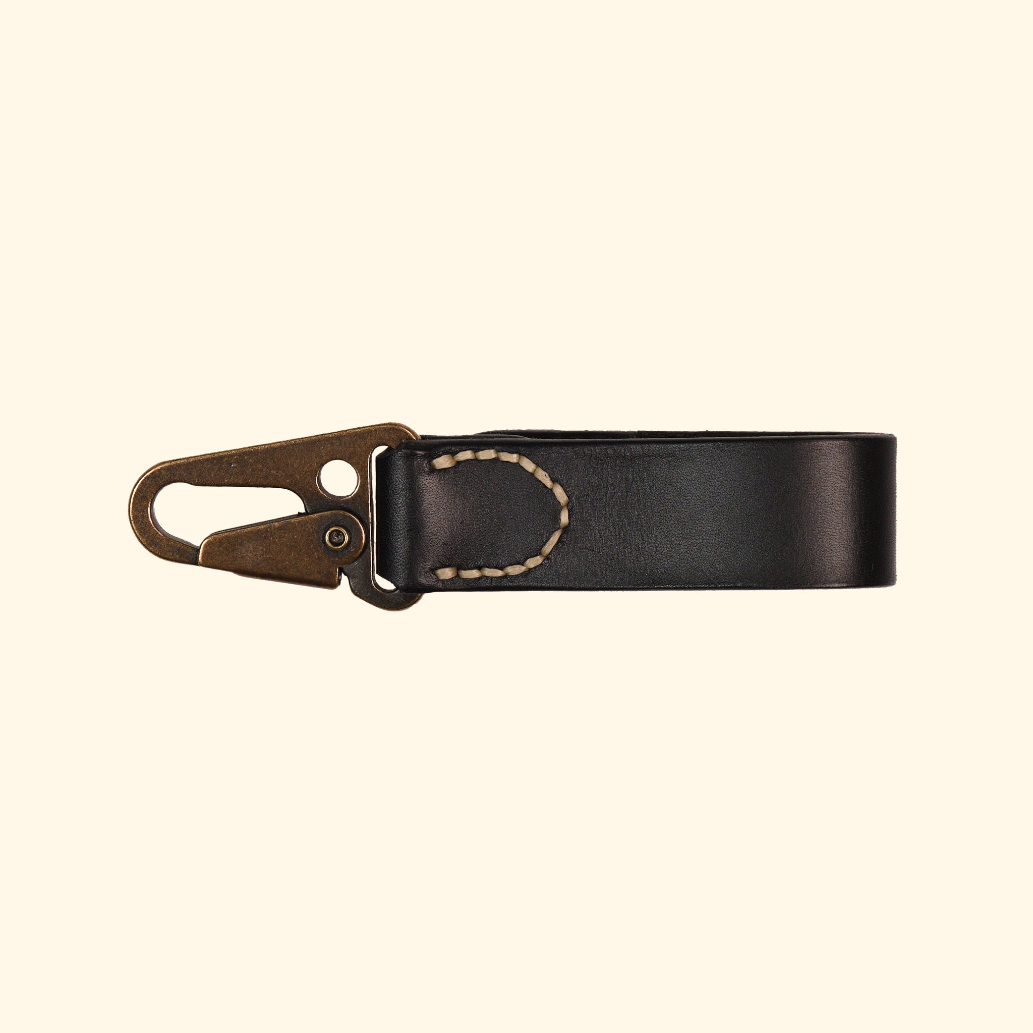 Leather Key Clip, Schwarz, Rückseite