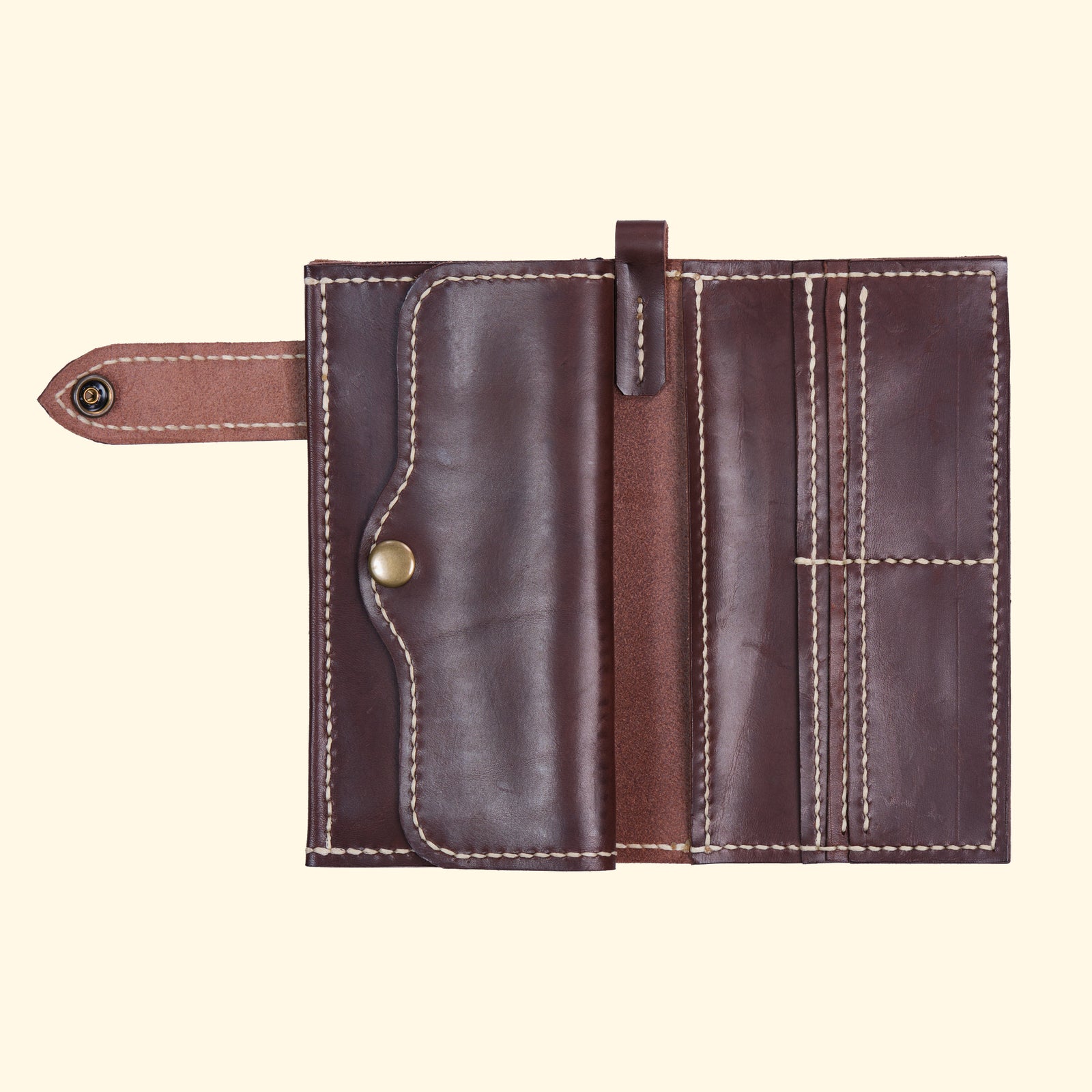 Long-Wallet-Maximum-Style-hangefertigtes-Leder-Portemonnaie-purple-vorderseite-geoeffnet-oldpassion-from-prison-with-love