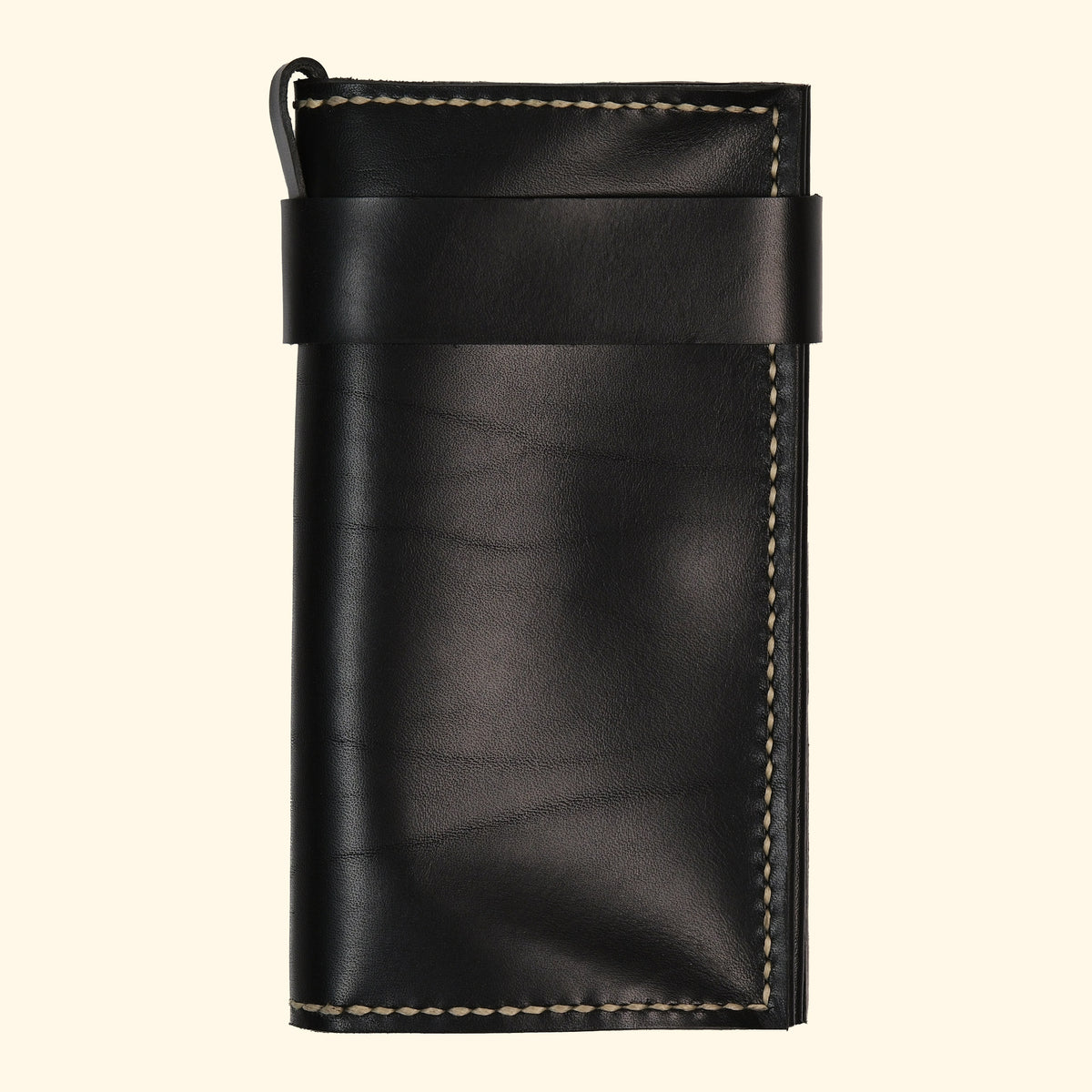 Long-Wallet-Maximum-Style-hangefertigtes-Leder-Portemonnaie-schwarz-rueckseite-oldpassion-from-prison-with-love