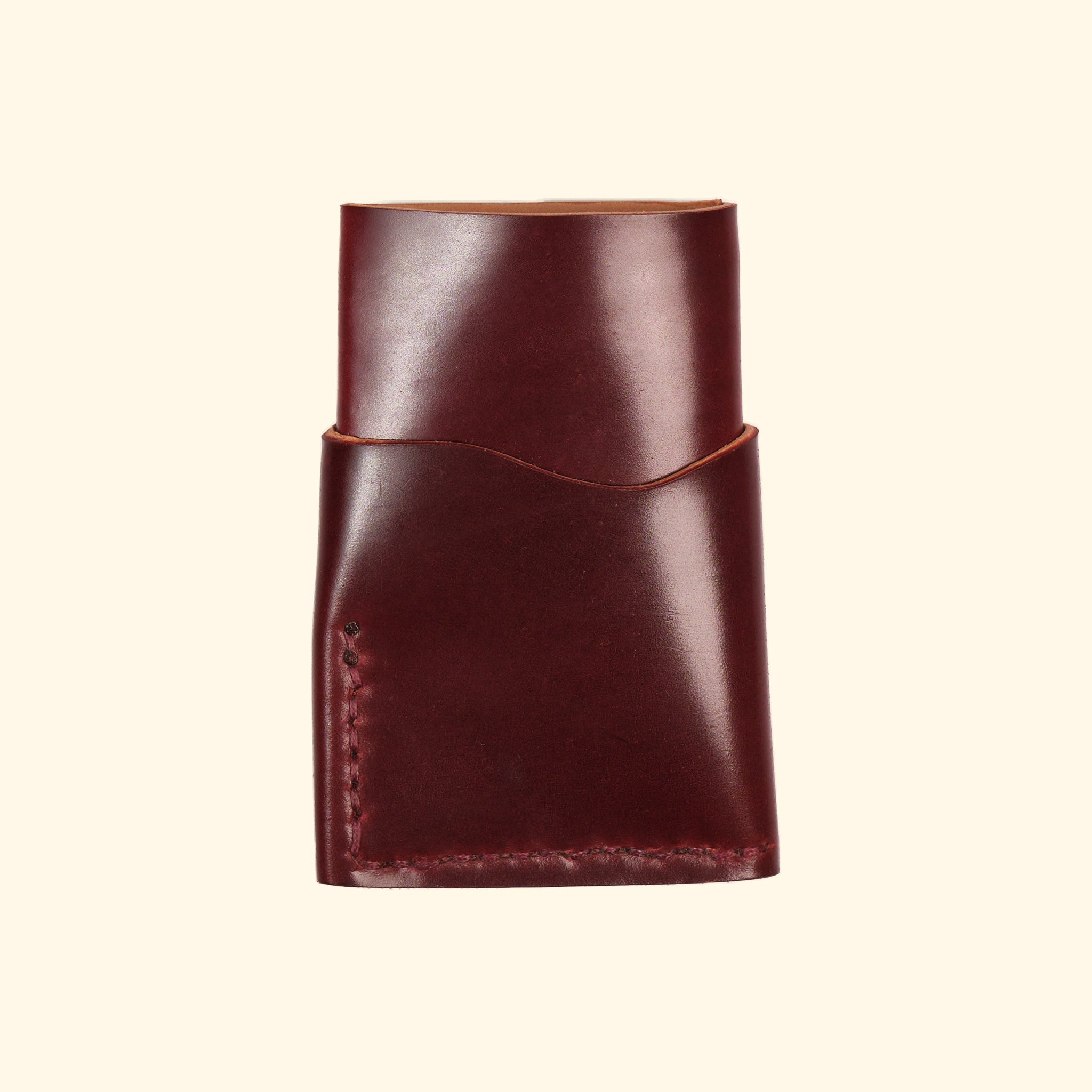 Shell Cordovan-Burgundy-Leder-burrito-minimalistisches-Kartenhalter-Portemonnaie-Rückseite-oldpassion-from-prison-with-love