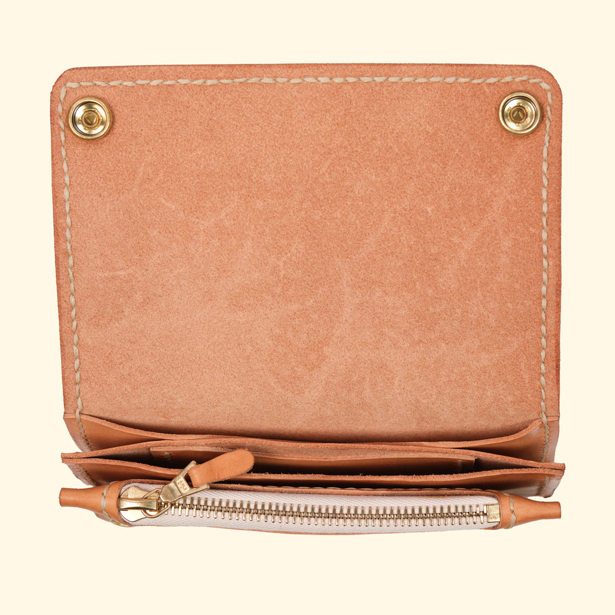 Trucker-Wallet-Extravagantes-Leder-Portemonnaie-nature-Leder-gold-hardware-oldpassion-from-prison-with-love-Bargeld-und-Kreditkarten-Faecher