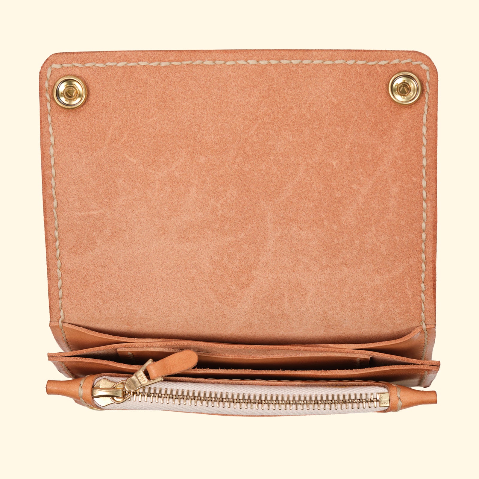 Trucker-Wallet-Extravagantes-Leder-Portemonnaie-nature-Leder-gold-hardware-oldpassion-from-prison-with-love-Bargeld-und-Kreditkarten-Faecher