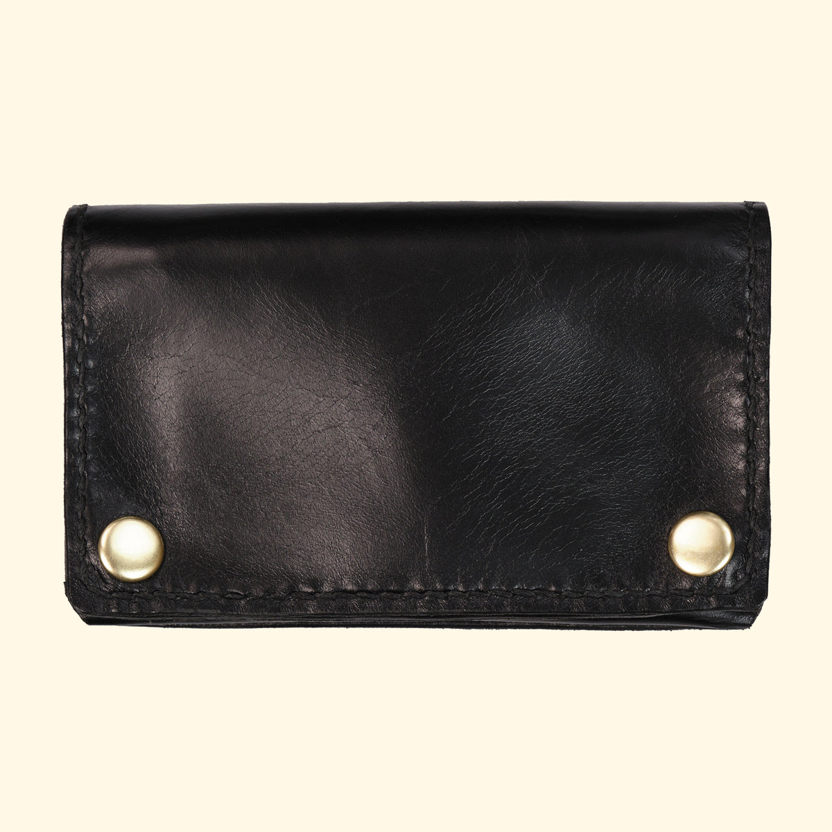 Trucker-Wallet-Extravagantes-Leder-Portemonnaie-schwarz-Leder-gold-hardware-oldpassion-from-prison-with-love-Vorderseite