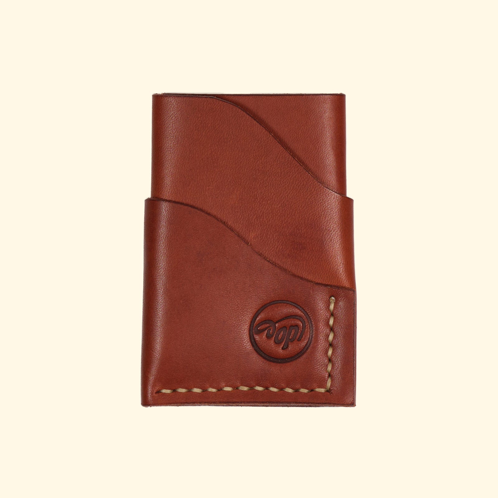 burrito minimalistisches Kartenhalter Portemonnaie aus Leder hellbraun Vorderseite oldpassion from prison with love