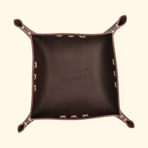 leather-tray-Taschenleerer-quadratisch-Schale-Aufbewahrung-Leder-dunkelbraun-vorderseite