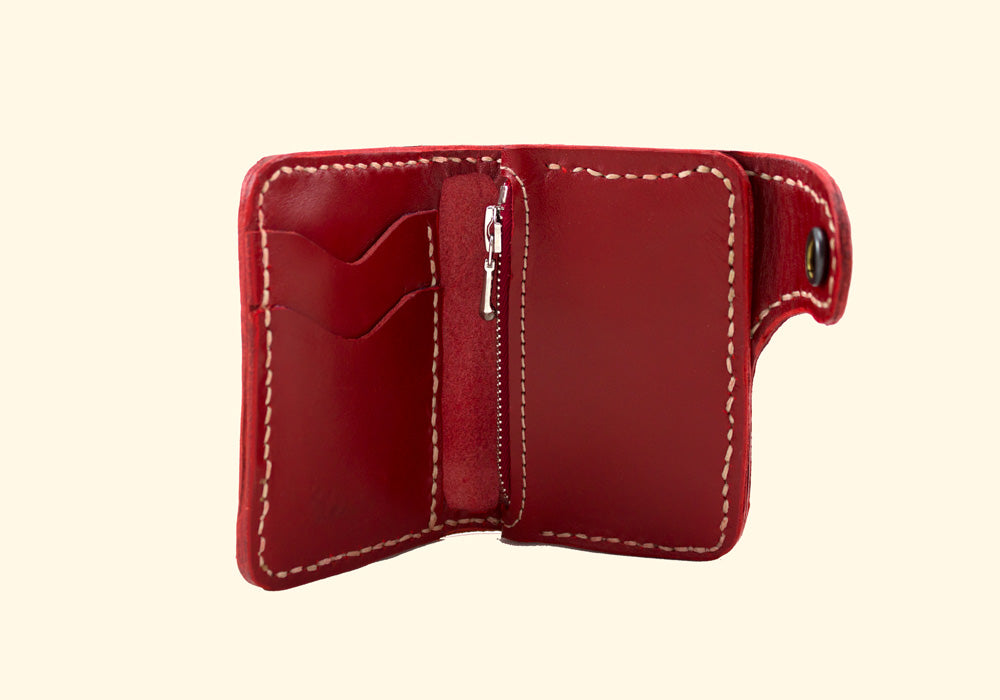 Snap Wallet • rot / red • robustes Leder Portemonnaie • oldpassion - from prison with love